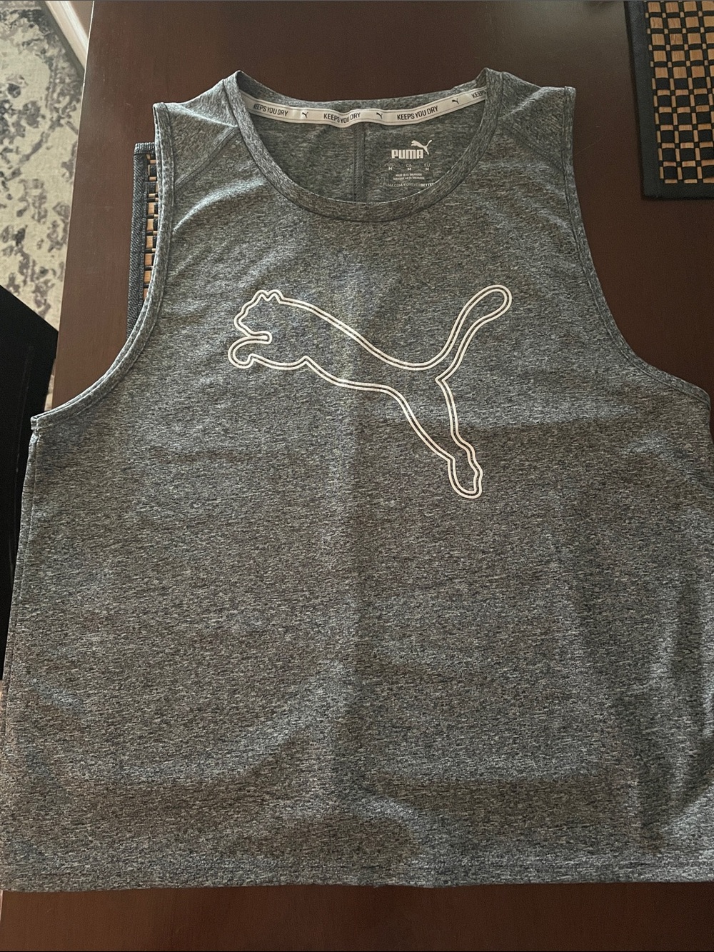 Puma Dark Gray Heather Sleeveless Logo Tank